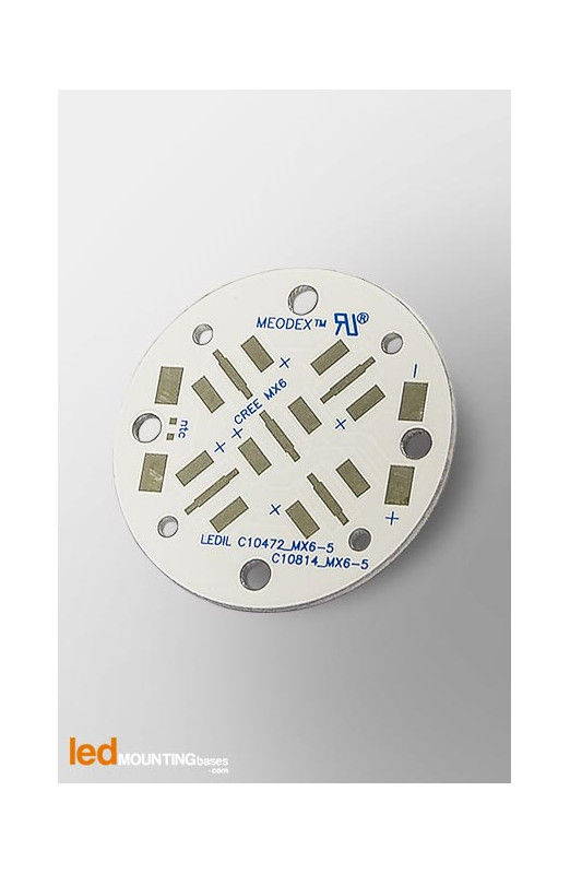 MCPCB Diametre 35mm pour 5 LEDs CREE MX-6 compatible optique Ledil MCPCB Diametre 35mm pour 5 LEDs CREE MX-6 compatible optique Ledil