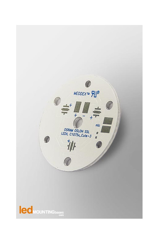 MCPCB Diametre 35mm pour 3 LEDs Osram Oslon Serie compatible optique Ledil MCPCB Diametre 35mm pour 3 LEDs Osram Oslon Serie compatible optique Ledil