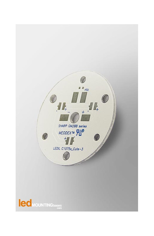MCPCB Diametre 35mm pour 3 LEDs Sharp GM2BB compatible optique Ledil MCPCB Diametre 35mm pour 3 LEDs Sharp GM2BB compatible optique Ledil