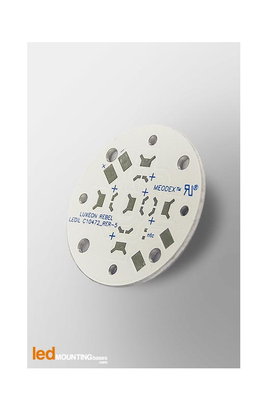 MCPCB Diametre 35mm pour 5 LEDs Lumileds Luxeon Rebel compatible optique Ledil MCPCB Diametre 35mm pour 5 LEDs Lumileds Luxeon Rebel compatible optique Ledil