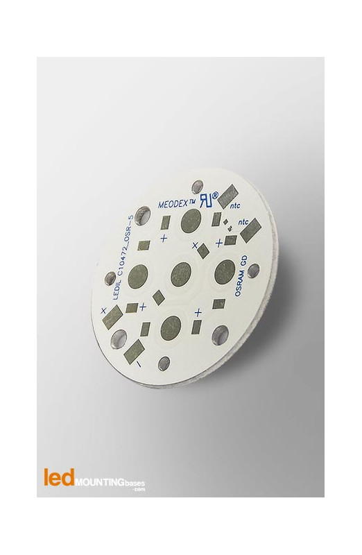 MCPCB Diametre 35mm pour 5 LEDs Osram Dragon Serie compatible optique Ledil MCPCB Diametre 35mm pour 5 LEDs Osram Dragon Serie compatible optique Ledil