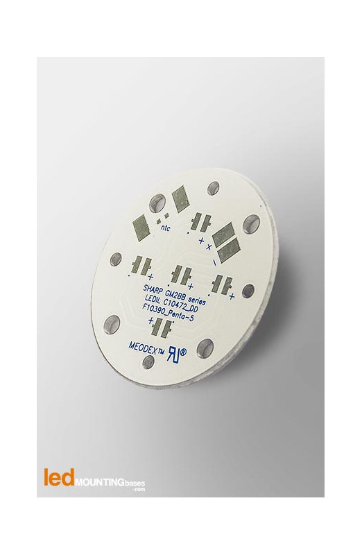 MCPCB Diametre 35mm pour 5 LEDs Sharp GM2BB compatible optique Ledil MCPCB Diametre 35mm pour 5 LEDs Sharp GM2BB compatible optique Ledil