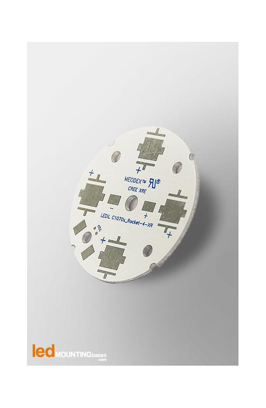 MCPCB Diametre 40mm pour 4 LEDs CREE XR compatible optique Ledil MCPCB Diametre 40mm pour 4 LEDs CREE XR compatible optique Ledil